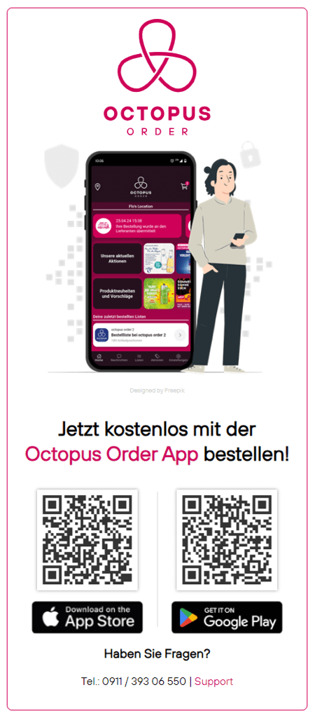 Jetzt kostenlos mit der Octopus Order App bestellen!